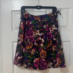 Garnet Hill Women’s A-line Skirt Purple Green Floral Size M Cotton